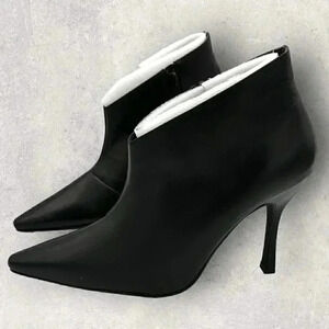 Details high heel booties black leather women's size 8B